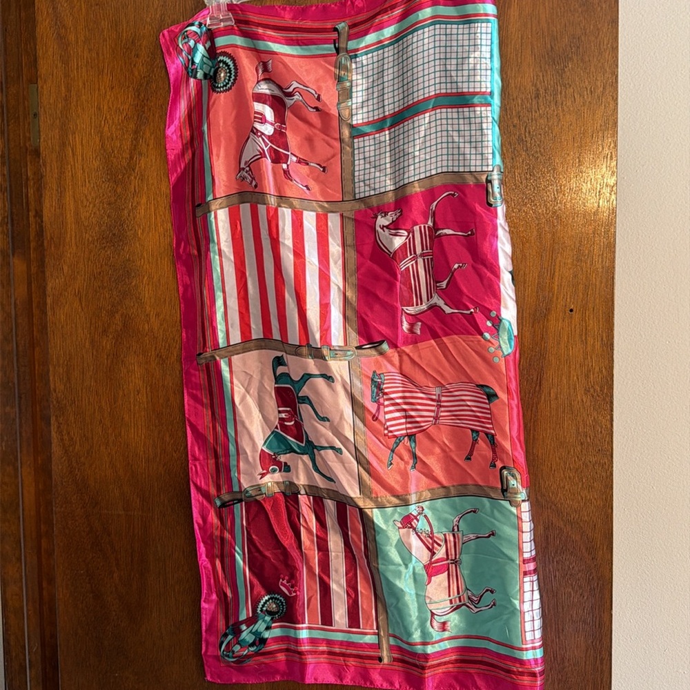 Pink and Blue Horse Scarf - Picture 2 of 3